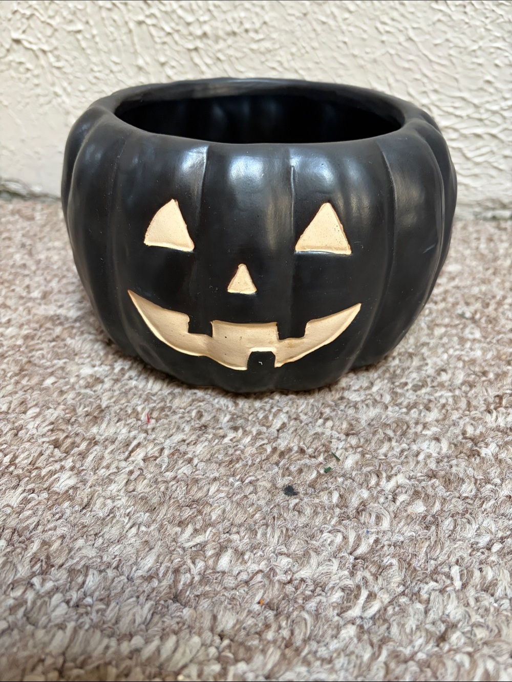 World Market Halloween Black/Cream Pumpkin Carved Face